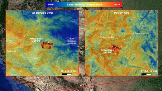 NASA mide los estragos en las temperaturas causados por los incendios forestales de California