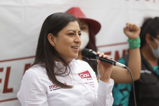 La candidata a la alcaldía de Puebla, Claudia Rivera