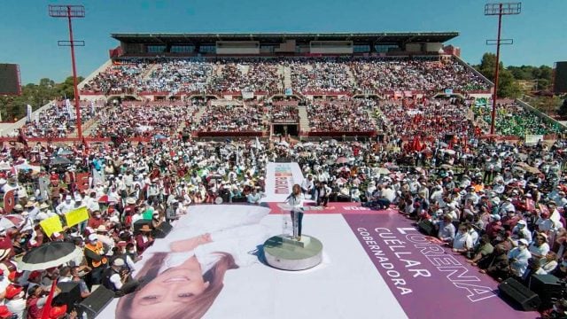 Lorena Cuéllar en su cierre de campaña