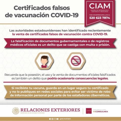 Venden en Ciudad de México certificados falsos de vacunación contra el covid-19