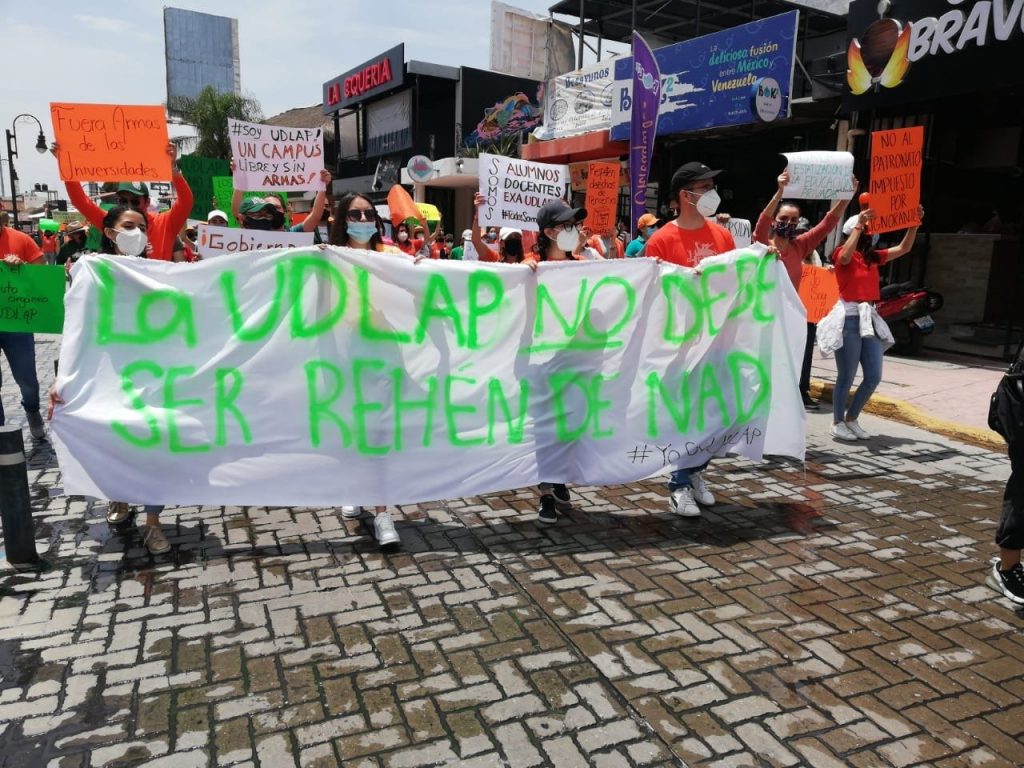 Manifestación de estudiantes de la Udlap