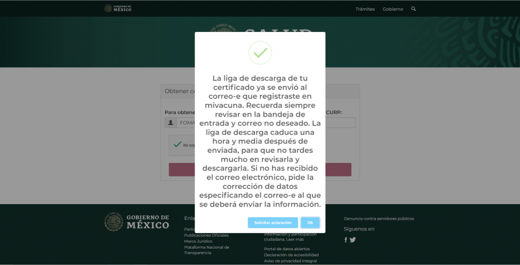 Certificado de vacunación Covid-19