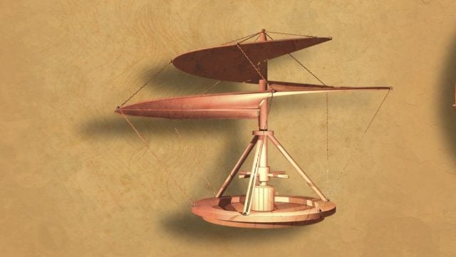 Construyen y hacen volar un dron basado en un helicóptero diseñado por Leonardo da Vinci hace 530 años