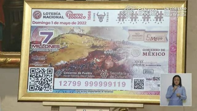 Con motivo de la batalla de Puebla, Lotería Nacional presenta billete conmemorativo