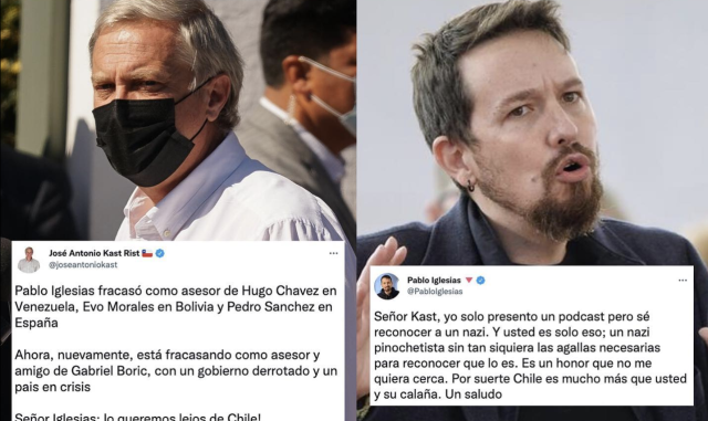 Pablo Iglesias responde a Kast : Señor Kast, yo solo presento un podcast, pero sé reconocer a un nazi. Y usted es solo eso; un nazi pinochetista