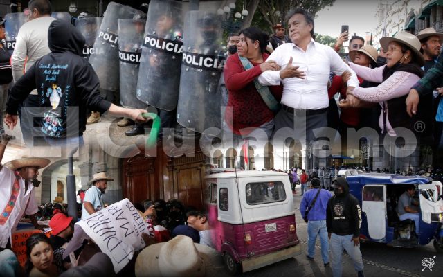 Detenciones y advertencias deja protesta en Palacio Municipal de Puebla