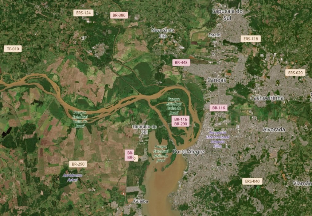 La bahía del río Guaíba antes de las inundaciones de la semana pasada