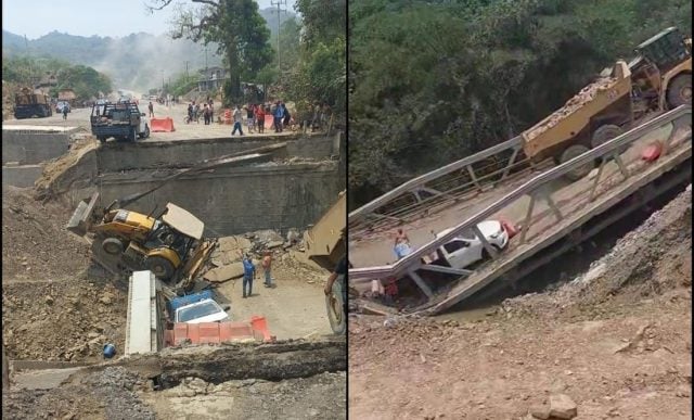 Colapsa puente vehicular en carretera Tamazunchale-Matlapa en San Luis Potosí