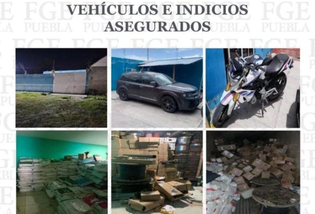 FGE Puebla asegura vehículos y mercancía robada en Huixcolotla