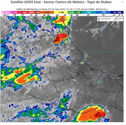 Tope de nubes en el Centro de República Mexicana 15 septiembre 2024