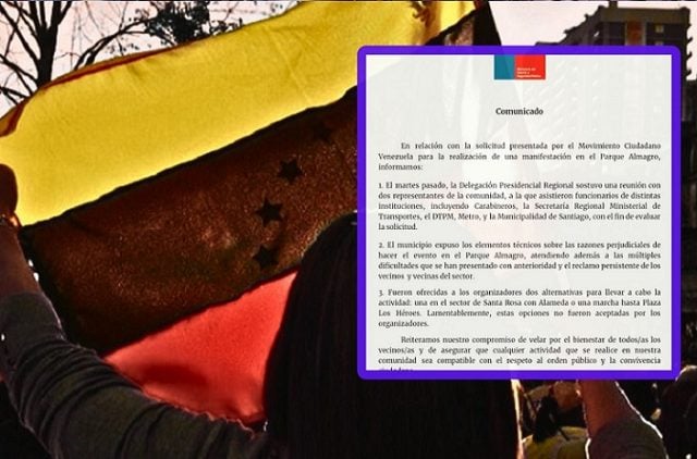 Organización venezolana rechazó alternativas de Delegación Presidencial para evitar manifestación en Parque Almagro