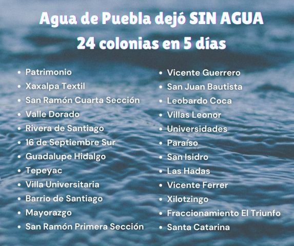 Exigen la revocación de la concesión a Agua de Puebla tras dos meses sin agua en varias colonias