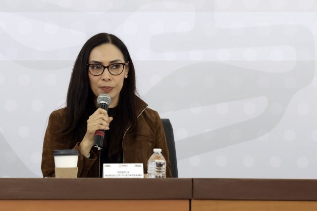 PUEBLA, Pue. 26 Febrero 2025.- Rebeca Bañuelos, secretaria de medio ambiente, durante rueda de prensa mañanera en el CIS Atlixcáyotl. //Mireya Novo/Agencia Enfoque//